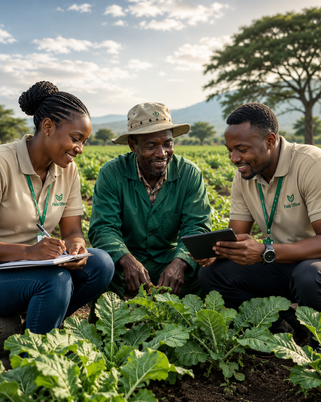 Kapri field officers with farmer